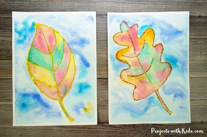 Fall Leaf Painting With Watercolors Glitter