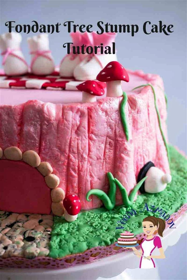 Fondant Tree Stump Cake Tutorial Pink Baby Shower Cake
