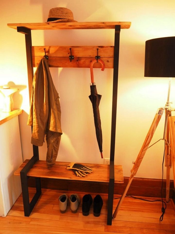 Industrial Coat Rack Bench