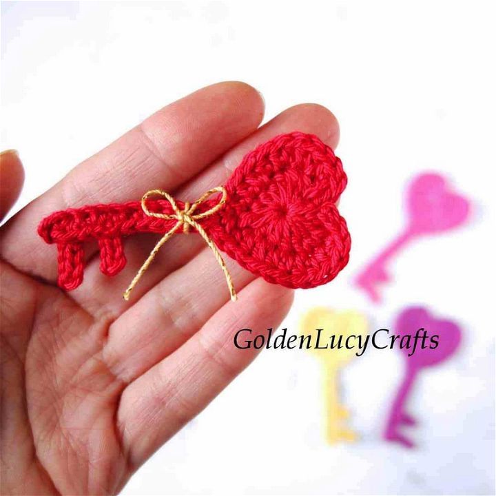 Key to My Heart Crochet Applique