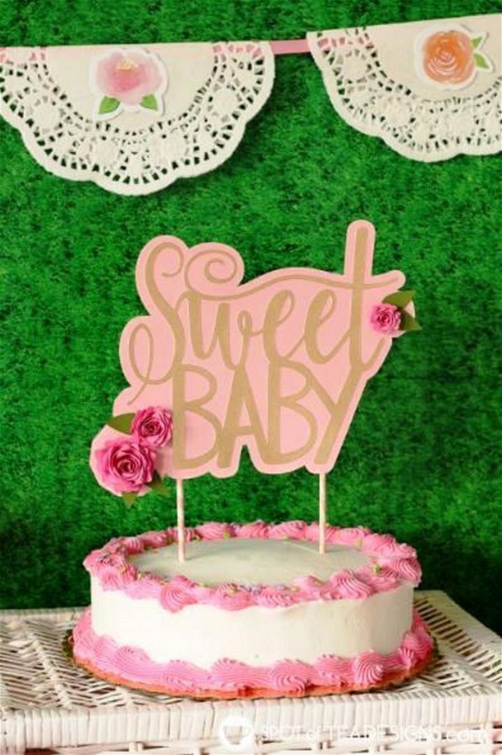 Paper Crafted Baby Shower Cake Topper