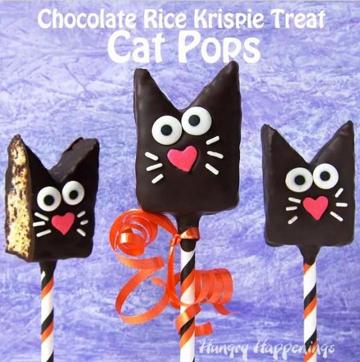Chocolate Rice Krispie Treat Cat Pops