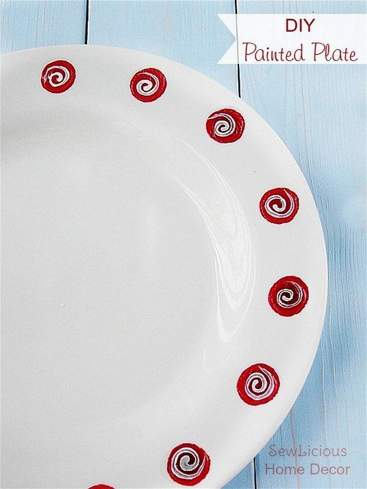 DIY Hand Painted Polka Dot Swirls Ceramic Plate