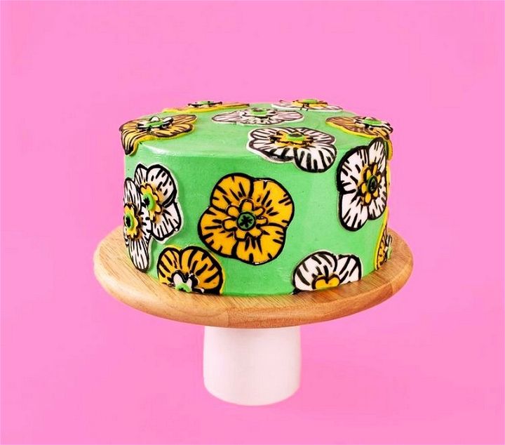 Super Cute Yellow Poppy Art Cake