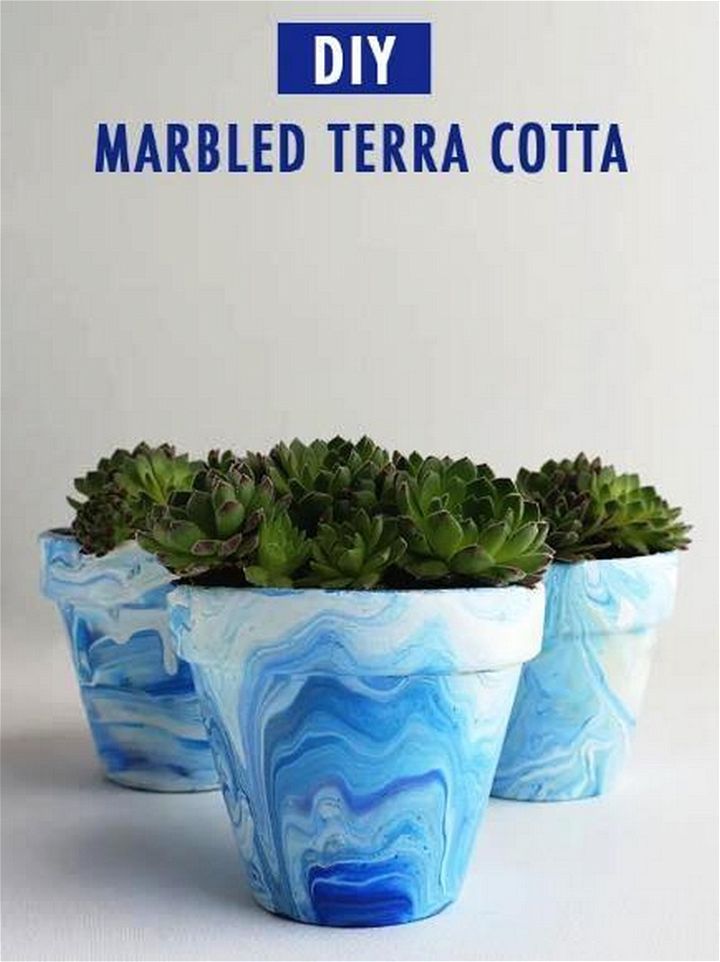 Nail Polish Marbled Terra Cotta Pots