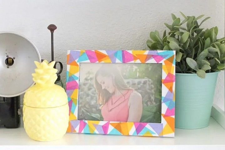 Colorful Geometric Frame Using Tissue Paper