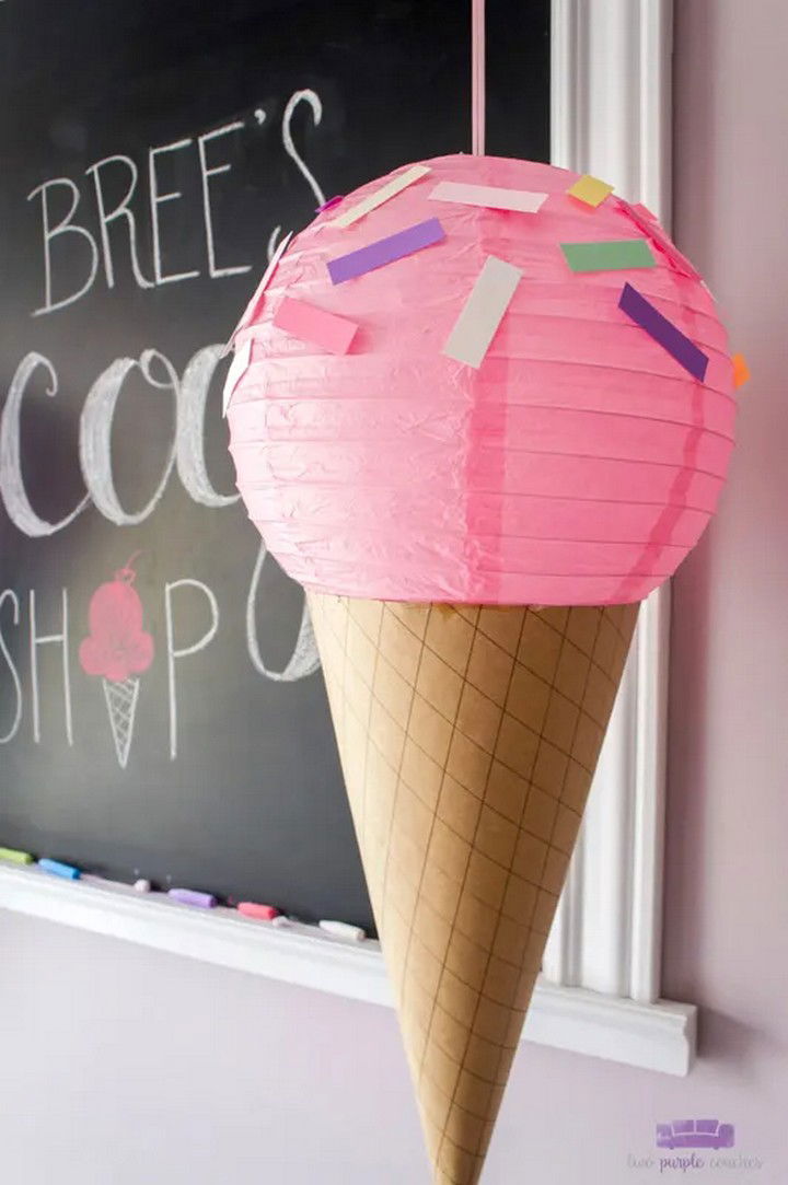 DIY Paper Lantern Ice Cream Cone