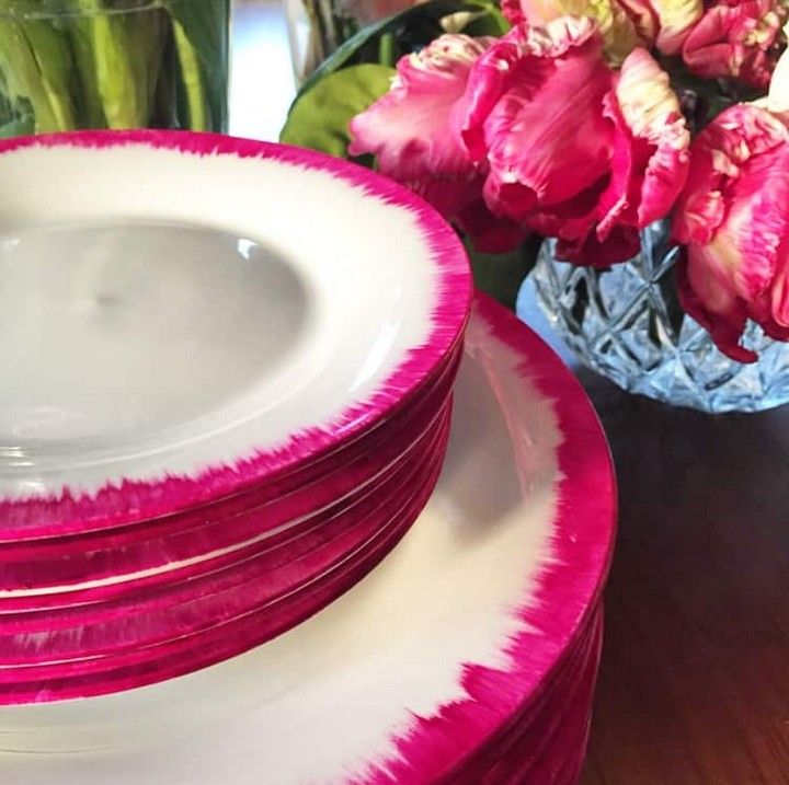 DIY Pink Rimmed Plates