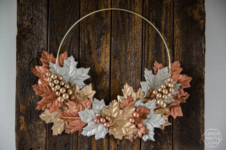 DIY Simple Metallic Autumn Wreath