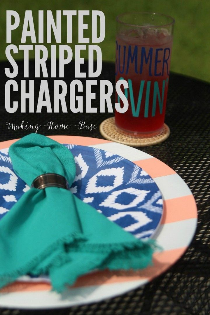 DIY Striped Painted Chargers