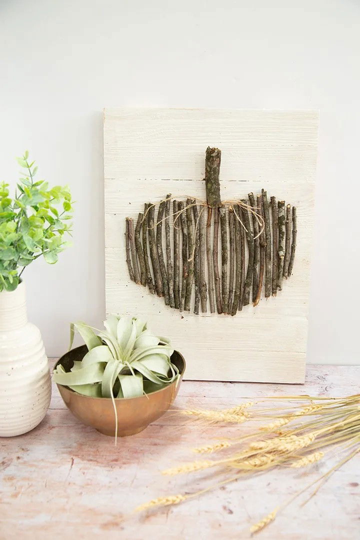 DIY Wood Branch Pumpkin Wall Art