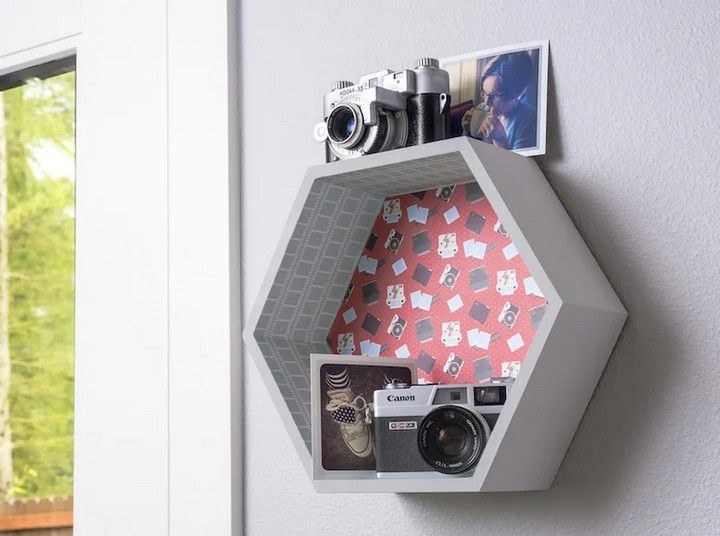 Decorate a Shelf with Scrapbook Paper