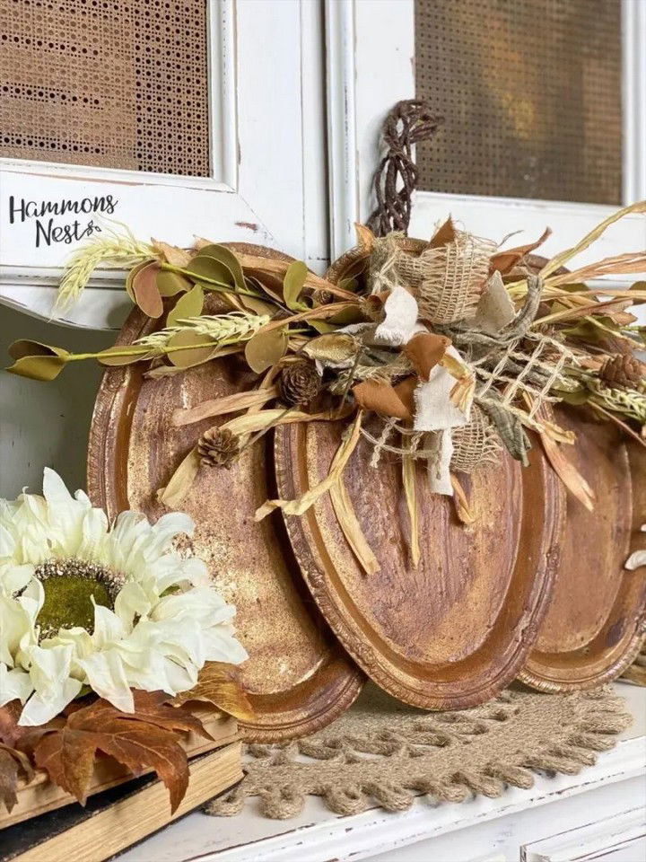 Faux Rusty Pumpkin made with Dollar Tree Trays