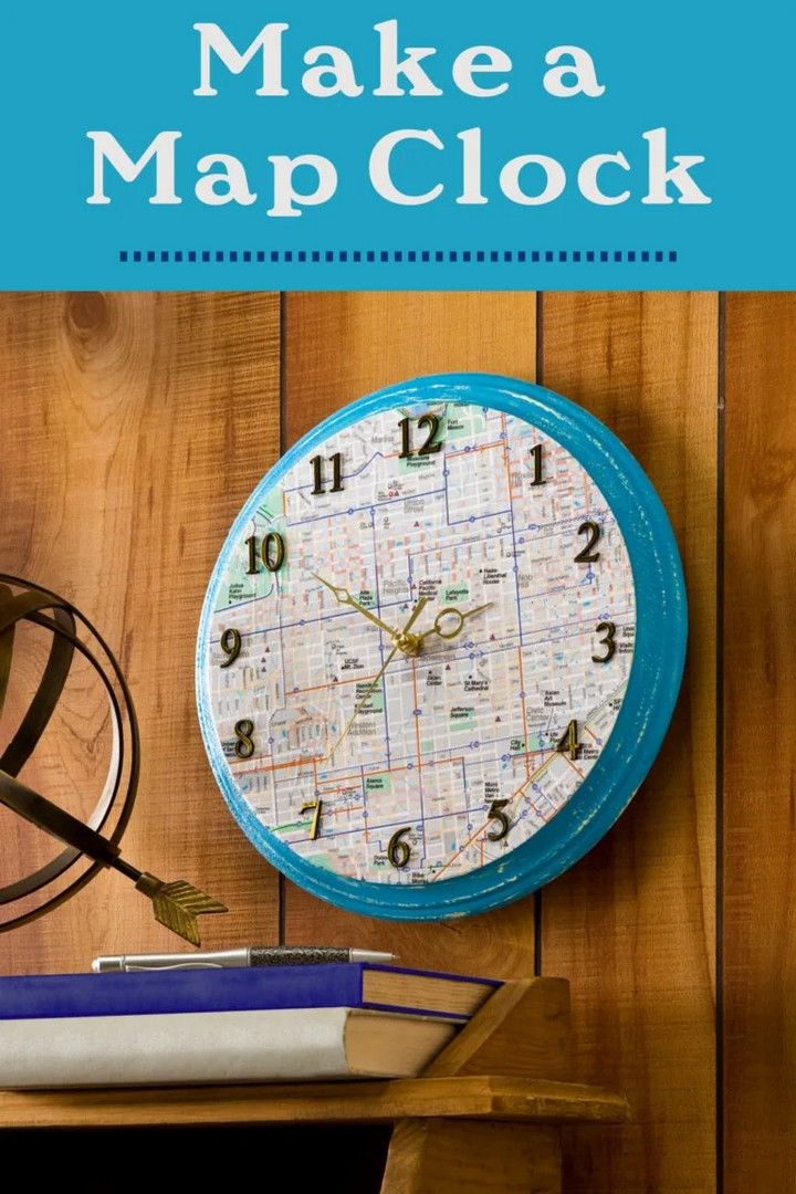 Map Clock with Mod Podge