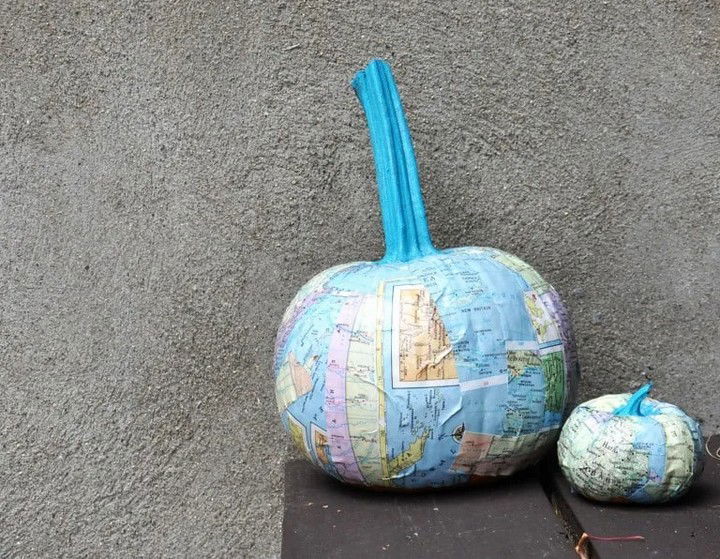 Mod Podge Pumpkins with Maps 2