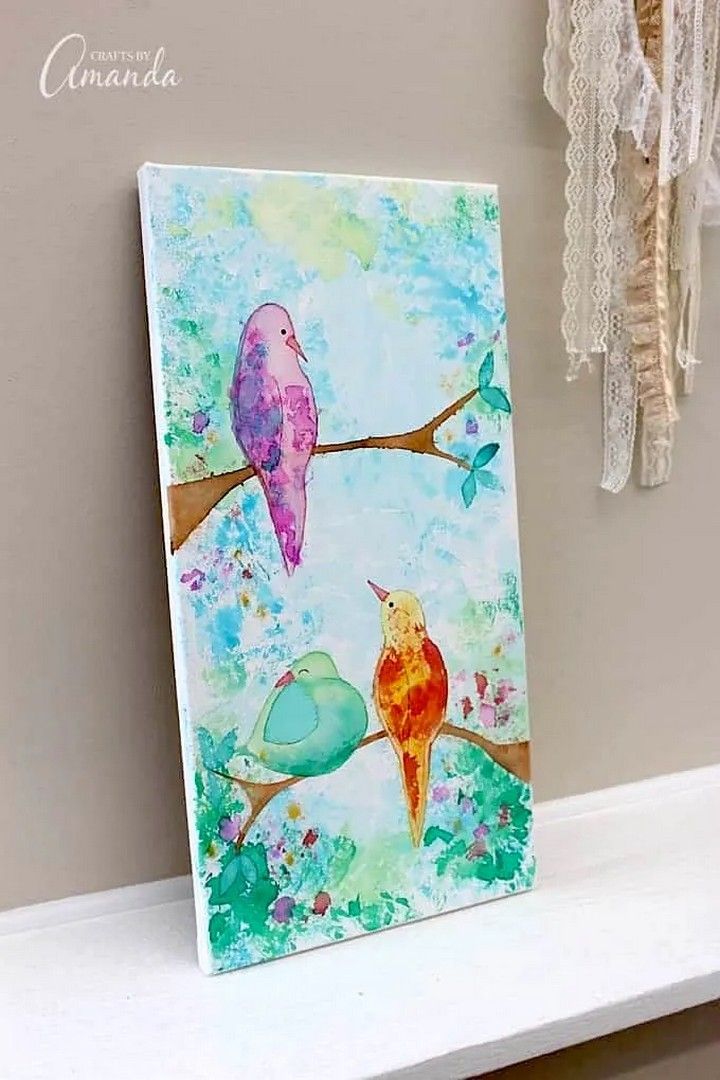 Bleeding Tissue Paper Birds Wall Art