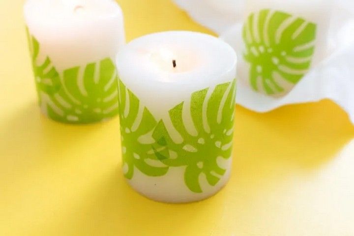 Candles with Tropical Napkins