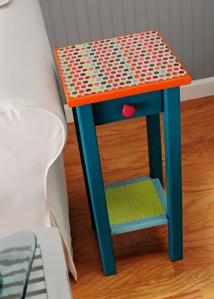Colorful End Table Makeover