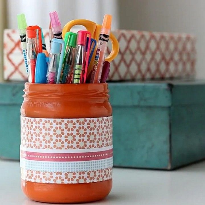 Cute DIY Pencil Holder from a Jar