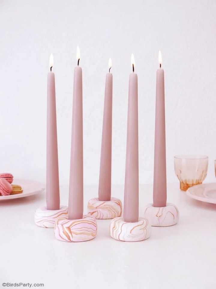 DIY Marbled Candle Holders