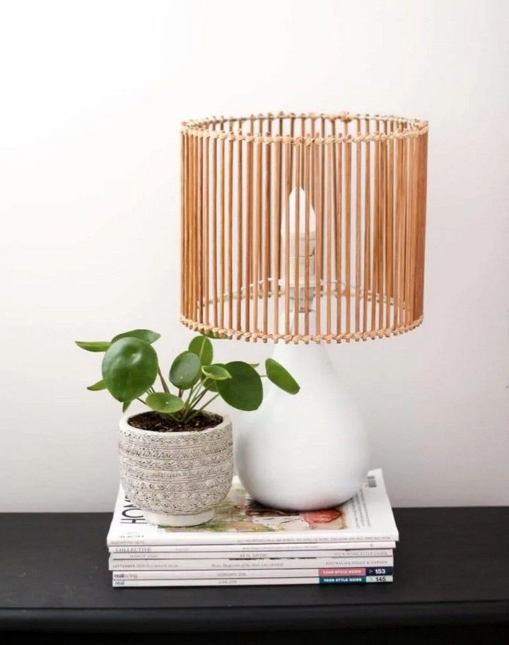DIY Rattan Style Lamp Upcycle