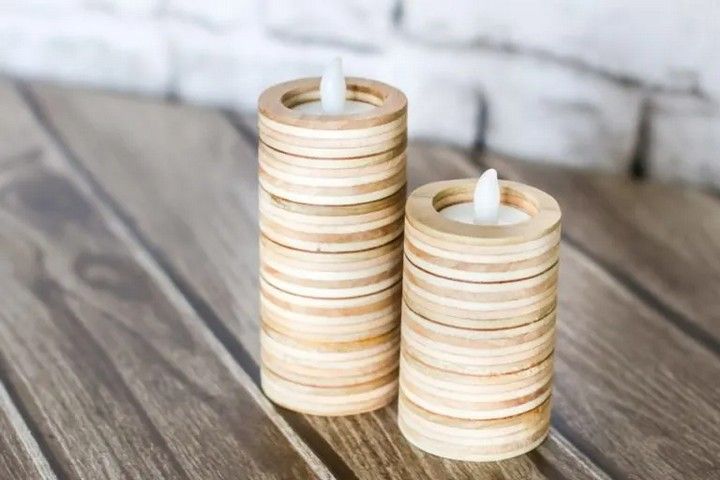 DIY Scrap Plywood Tea Light Candle Holders