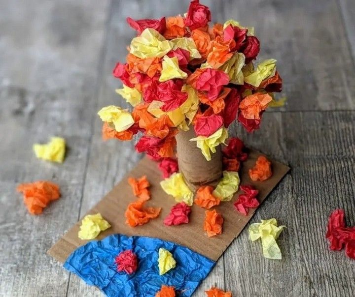 Fall Leaves Tissue Paper Craft