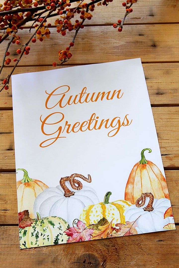 Free Fall Printable With Watercolor Pumpkins