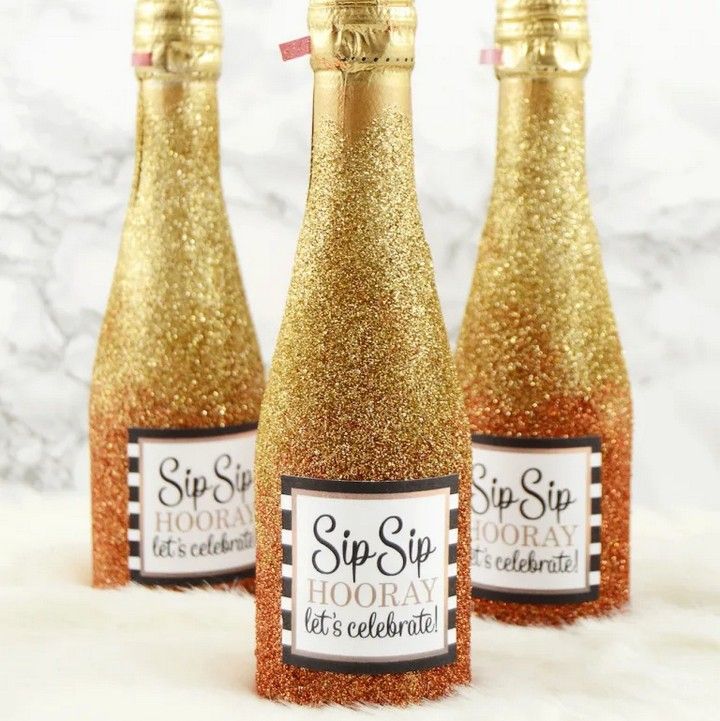 Glitter Mini Champagne Bottles