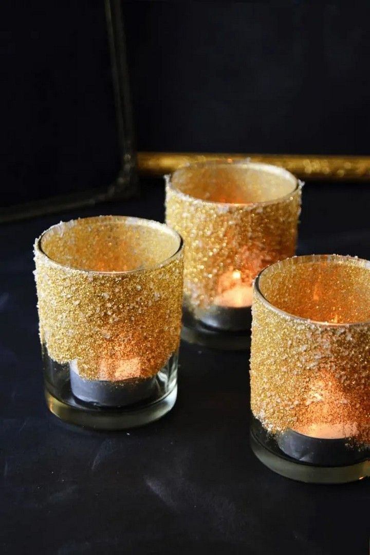 Gold Votive Candle Holders with Bling