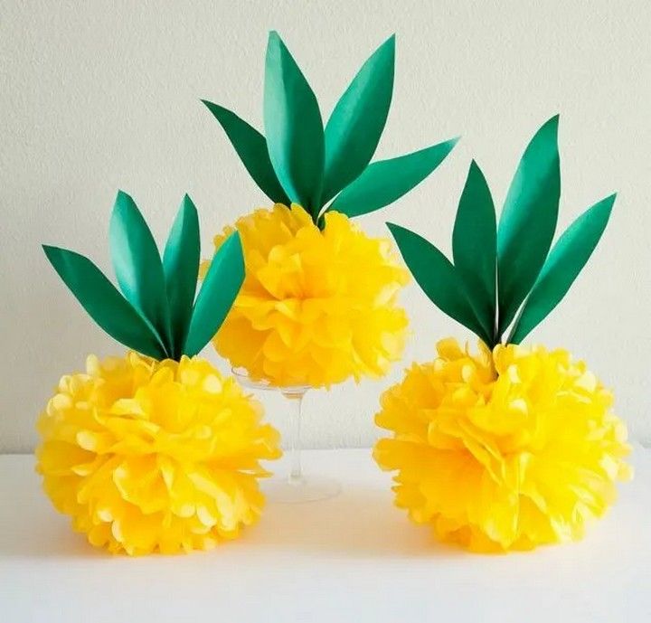 Luau DIY Tissue Paper Pineapples