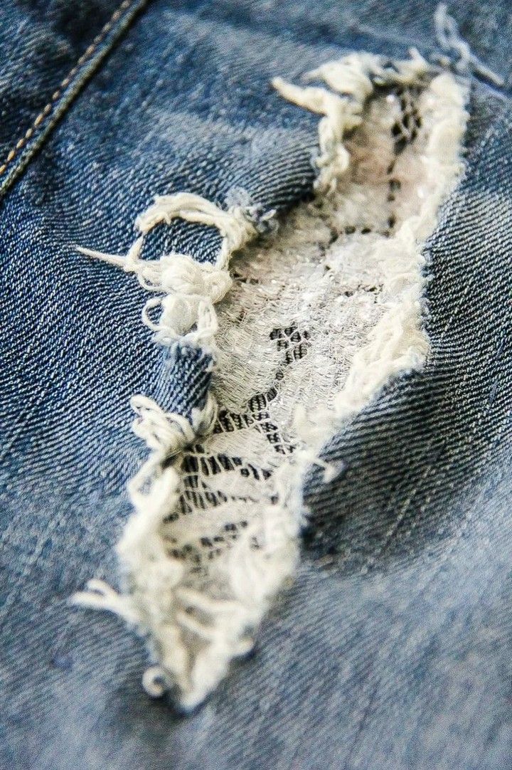 Patch Women s Jeans with Lace