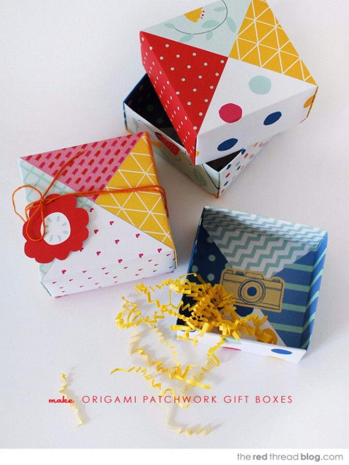 Patchwork Paper Origami Gift Boxes