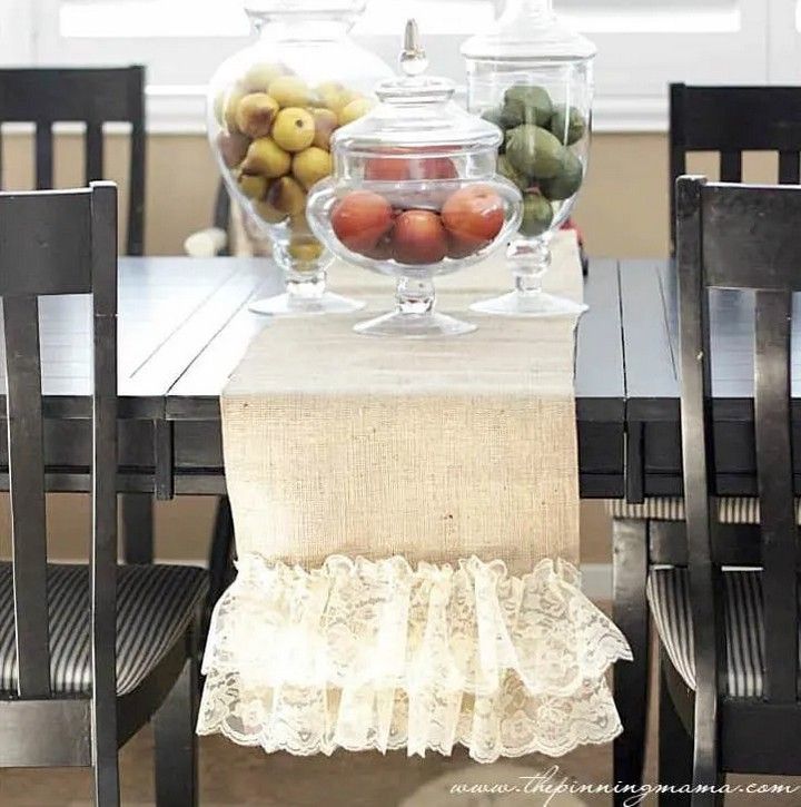 Reversible Burlap and Lace Table Runner