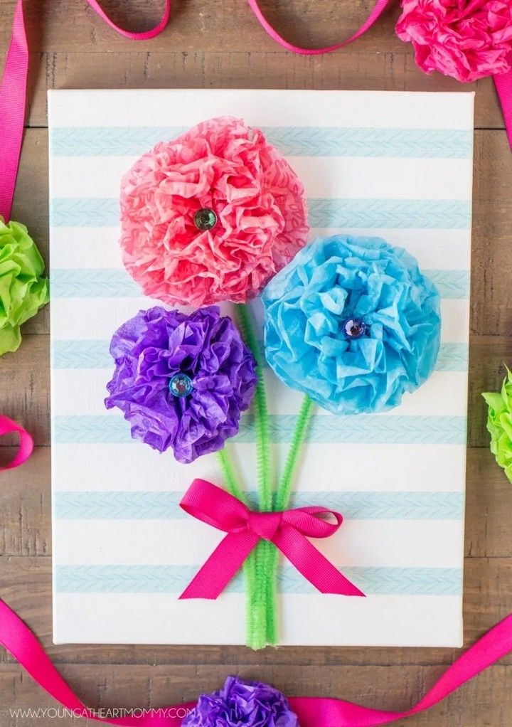 Tissue Paper Flower Bouquet Canvas