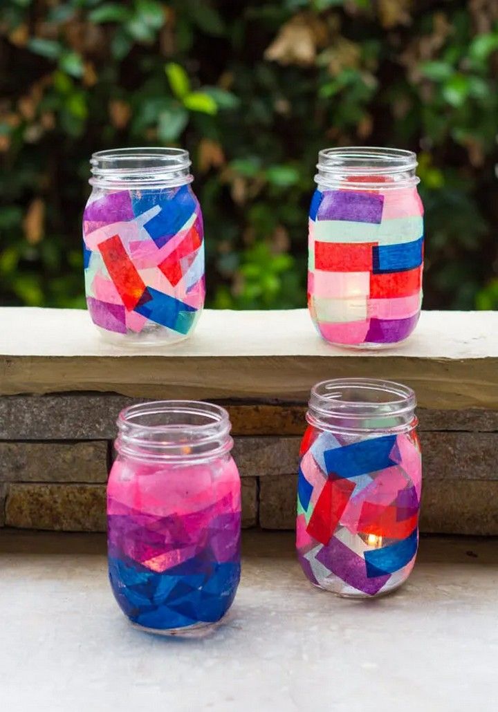 Tissue Paper Mason Jar Lanterns