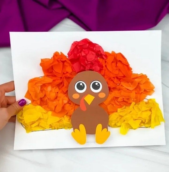 Tissue Paper Turkey Craft For Kids