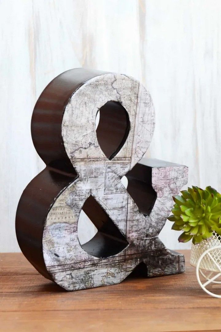 Vintage Map Letter with Scrapbook Paper