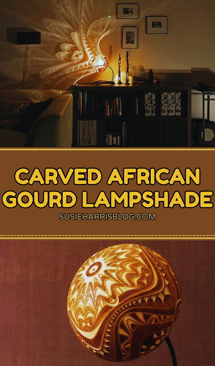 Carved African Gourd Lampshade