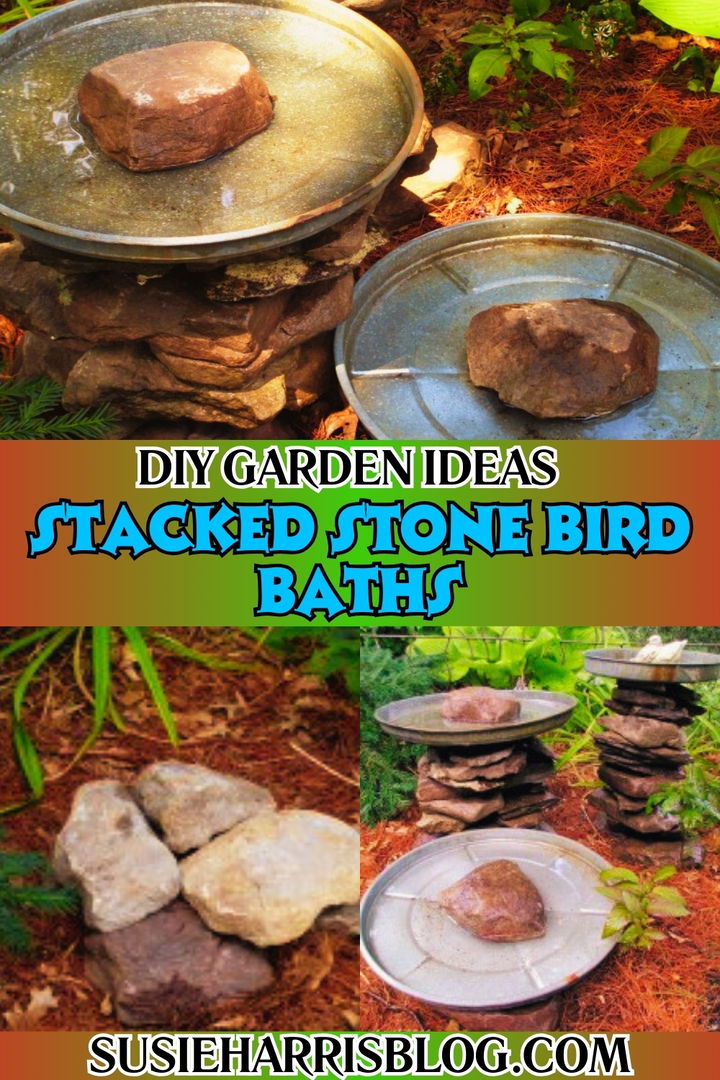 Stacked Stone Bird Baths