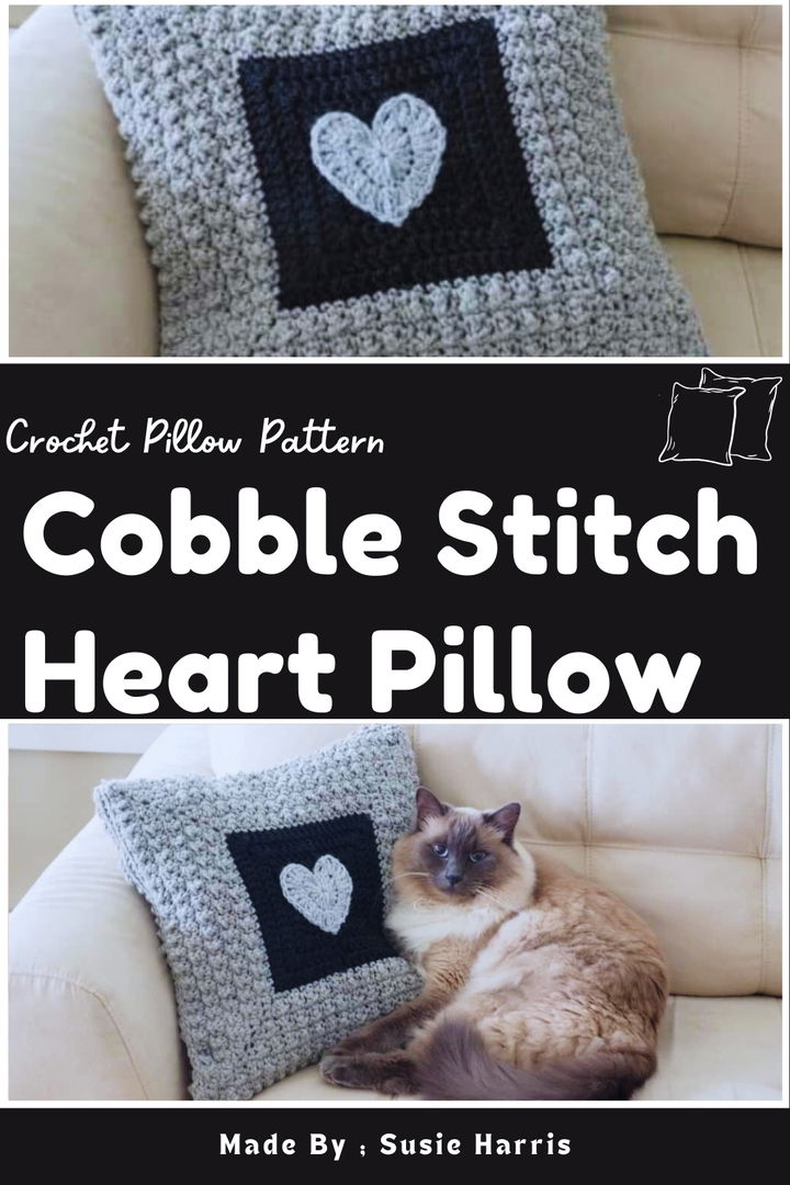 Cobble Stitch Heart Pillow