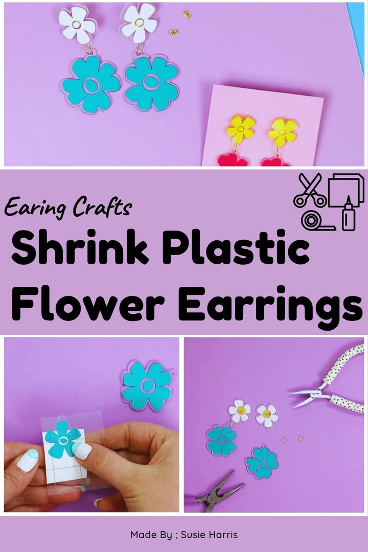 Shrink Plastic Flower Earrings