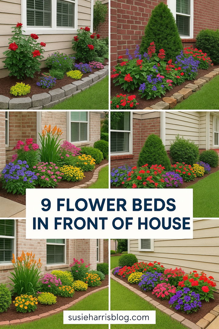 9 Flower Beds In Front Of House
