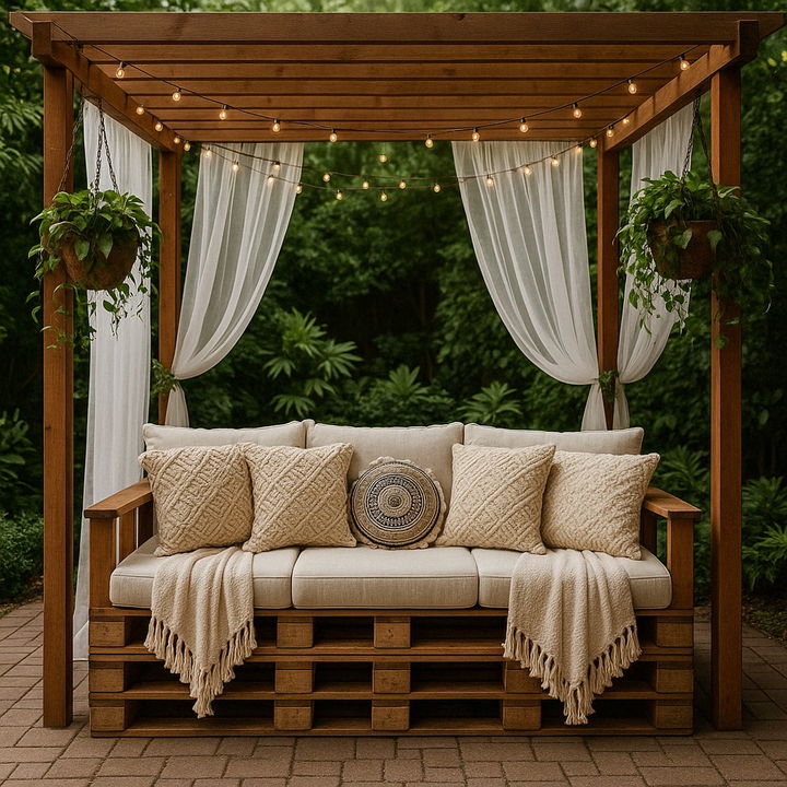 Covered Pallet Sofa Pergola Set
