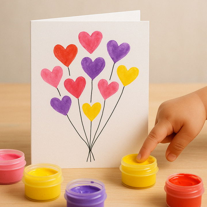 Fingerprint Heart Balloon Card