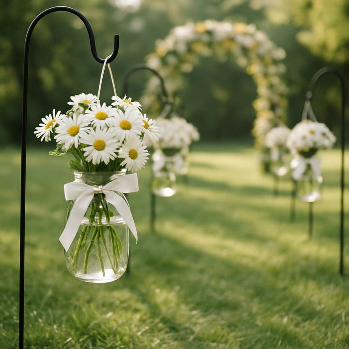 Hanging Mason Jar Daisies on Hooks