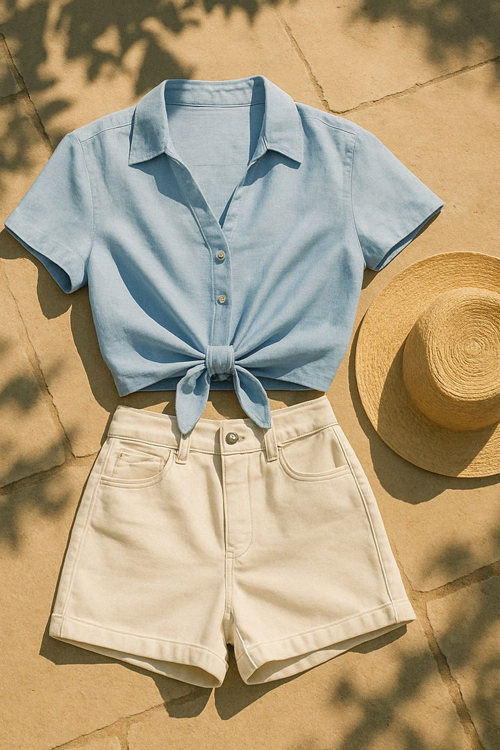 Linen Tie Front Top