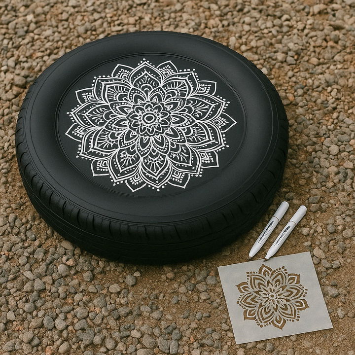 Mandala Art Tyre Planter