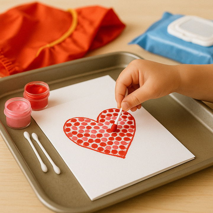Painted Q Tip Heart Card