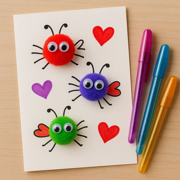 Pom Pom Love Bug Card